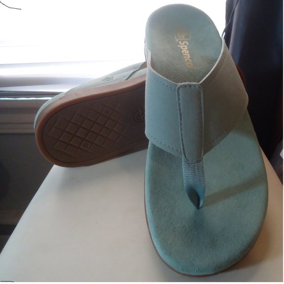 SPENCO Orthotic Thong Sz 10 Seafoam Green - Picture 1 of 15